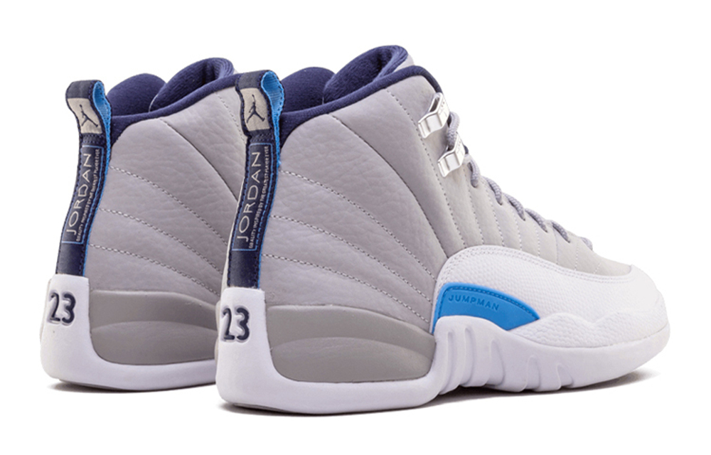 Jordan Air Jordan 12 Retro Grey University Blue high-top Retro Basketball shoes GS Gray White Blue