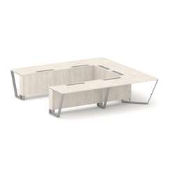 Steel Meet Стол переговорный П-образный KDK-PR.B.SP-11P Денвер Светлый/Металл Серый 3200*3200*750