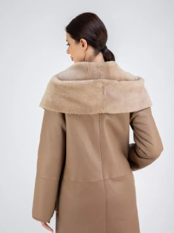 Дубленка натуральная с капюшоном длинная Турция