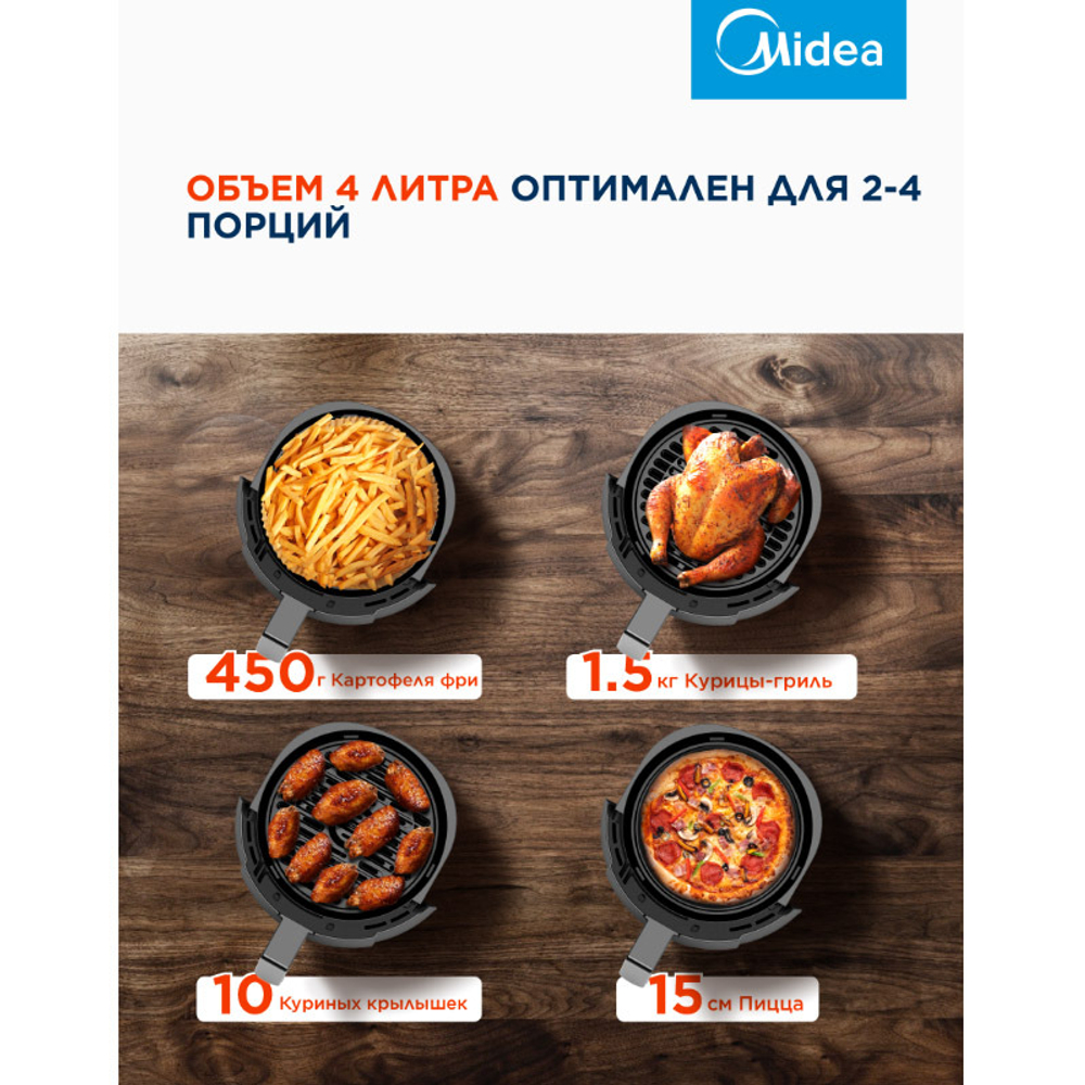 Аэрогриль Midea MAF-1040, чёрный