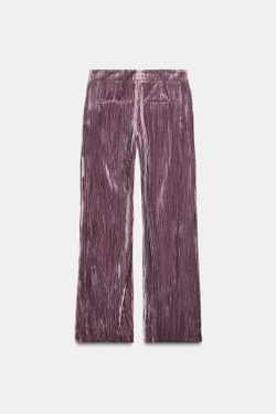 ZARA ШИРОКИЕ БРЮКИ ИЗ ВЕЛЬВЕТА, ЦВЕТ МАЛЬВЫ