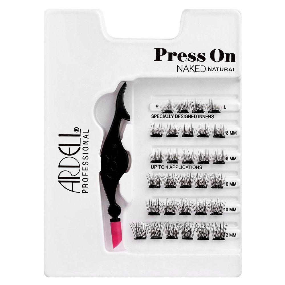 Ardell, Press On, Pre-Glued Underlash Extensions, Naked Natural, 30 предварительно приклеенных кластеров и аппликатор