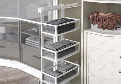 S-6721-W Корзина для белья, Starax, 3-х ярусная, (325х475х1000 мм), левая, белая