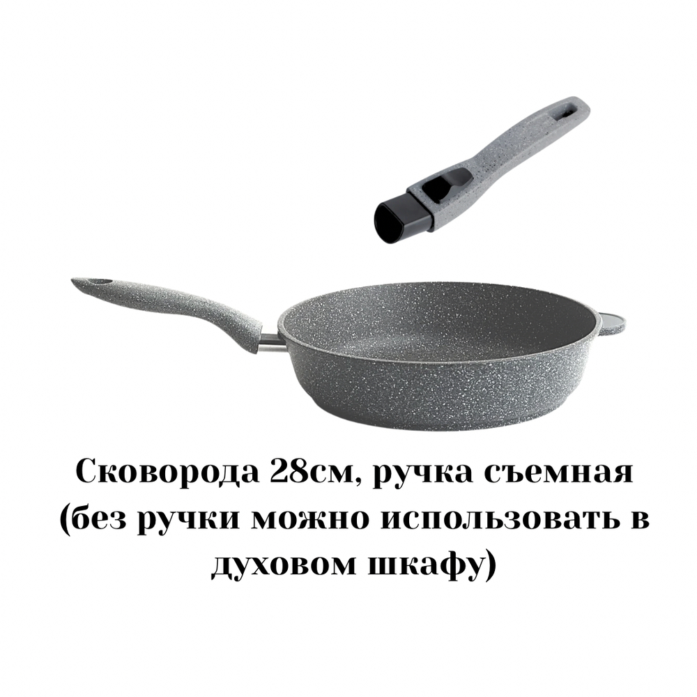 Сковорода классическая 28 см с/р серый гранит