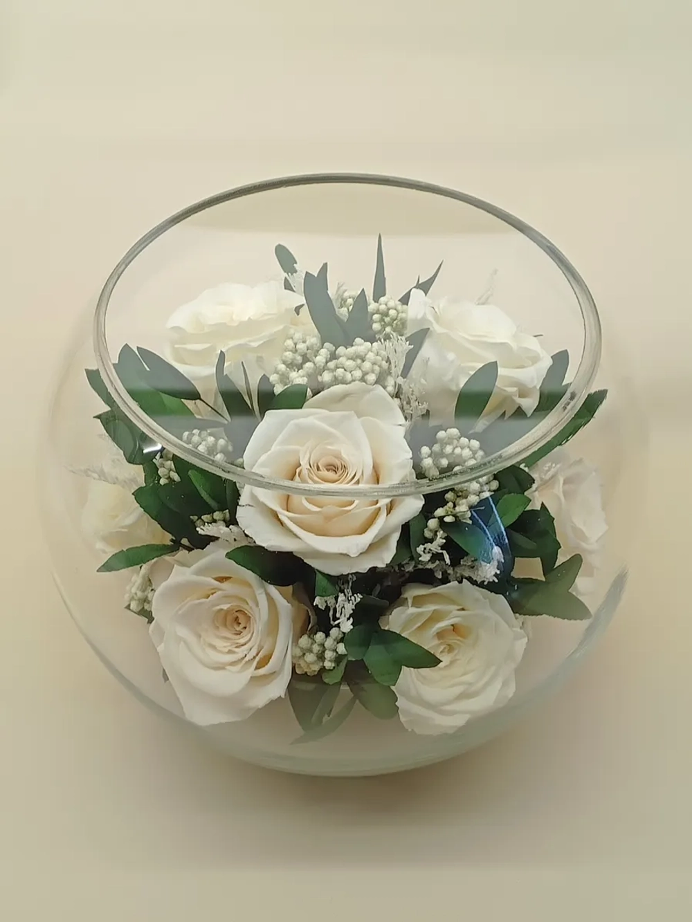 натуральные кустовые розы в стекле, вакуум