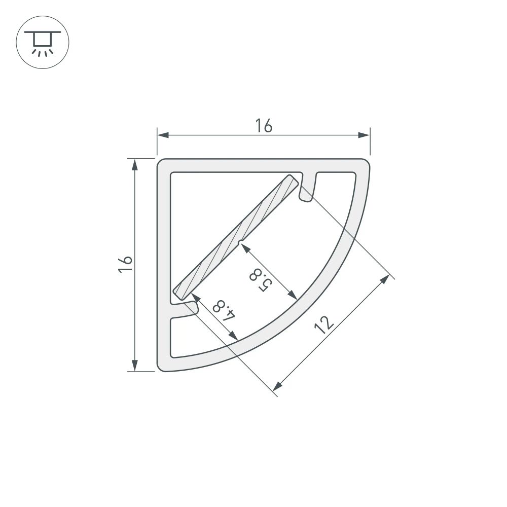 Профиль WPH-KANT-H16-2000 OPAL (Arlight, Пластик) 023166