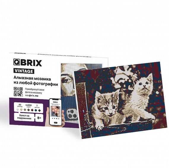 QBRIX Алмазная фото-мозаика на подрамнике VINTAGE А3