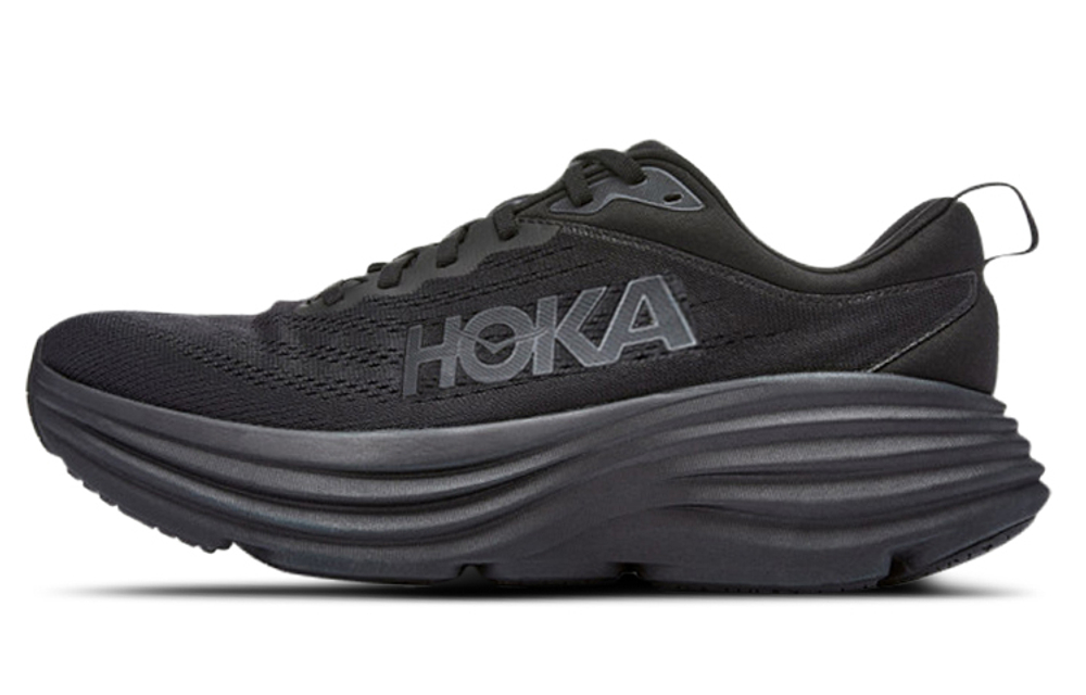 HOKA ONE ONE Bondi 8 4E Wide solid color fashion fabric shock absorption non-slip wear-resistant low-cut casual running shoes men's black wide version