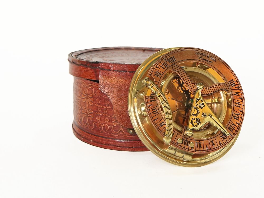 Nautical Морской компас в кожаном футляре