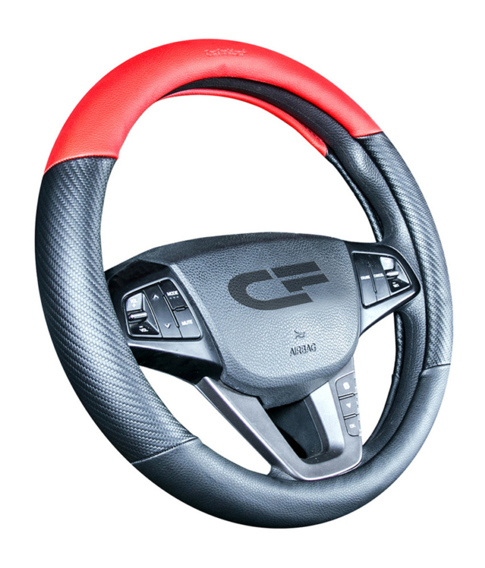 Оплетка на руль круглая CarFashion -М- «BRUTAL» 31424 - Экокожа - черный/черный/красный