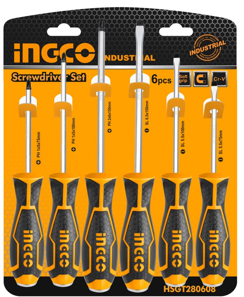 Набор ударных отверток INGCO HSGT280608 INDUSTRIAL 6 шт.