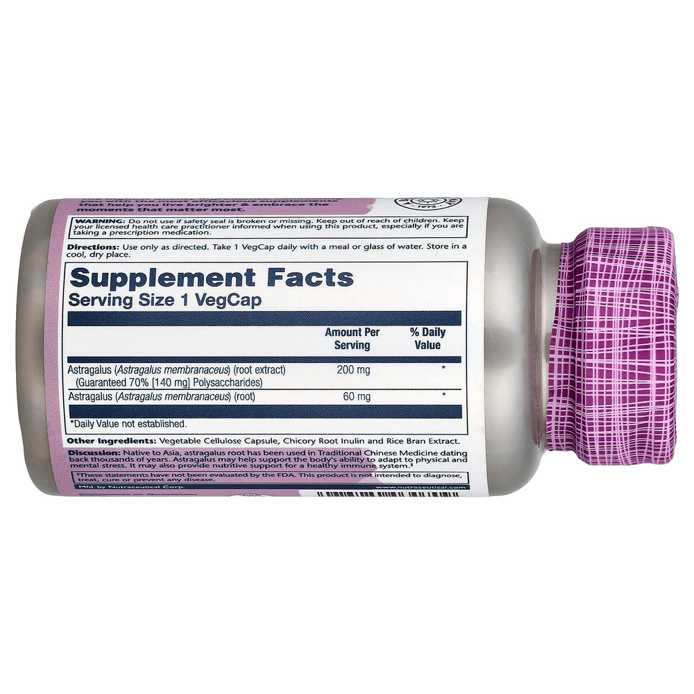 Solaray, Vital Extracts, астрагал, 30 растительных капсул