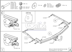 Фаркоп оцинкованный Galia R074A для Renault Megane II 2003-2008 (classic) седан/универсал, Megane III универсал 2008-(паспорт и сертификат в комплекте)(без электрики)