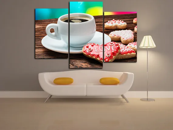 Модульная картина " Любовь как чашка горячего кофе "