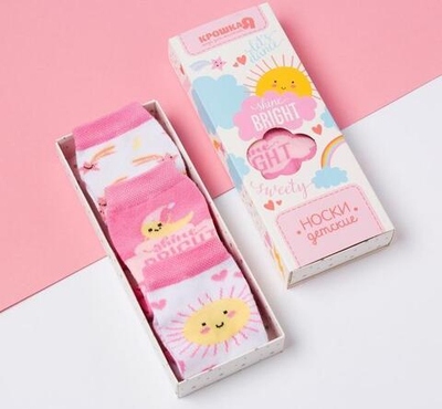 Набор детских носков для девочек "Bright" 3 пары, р.10-12, 4562648 (Крошка Я)