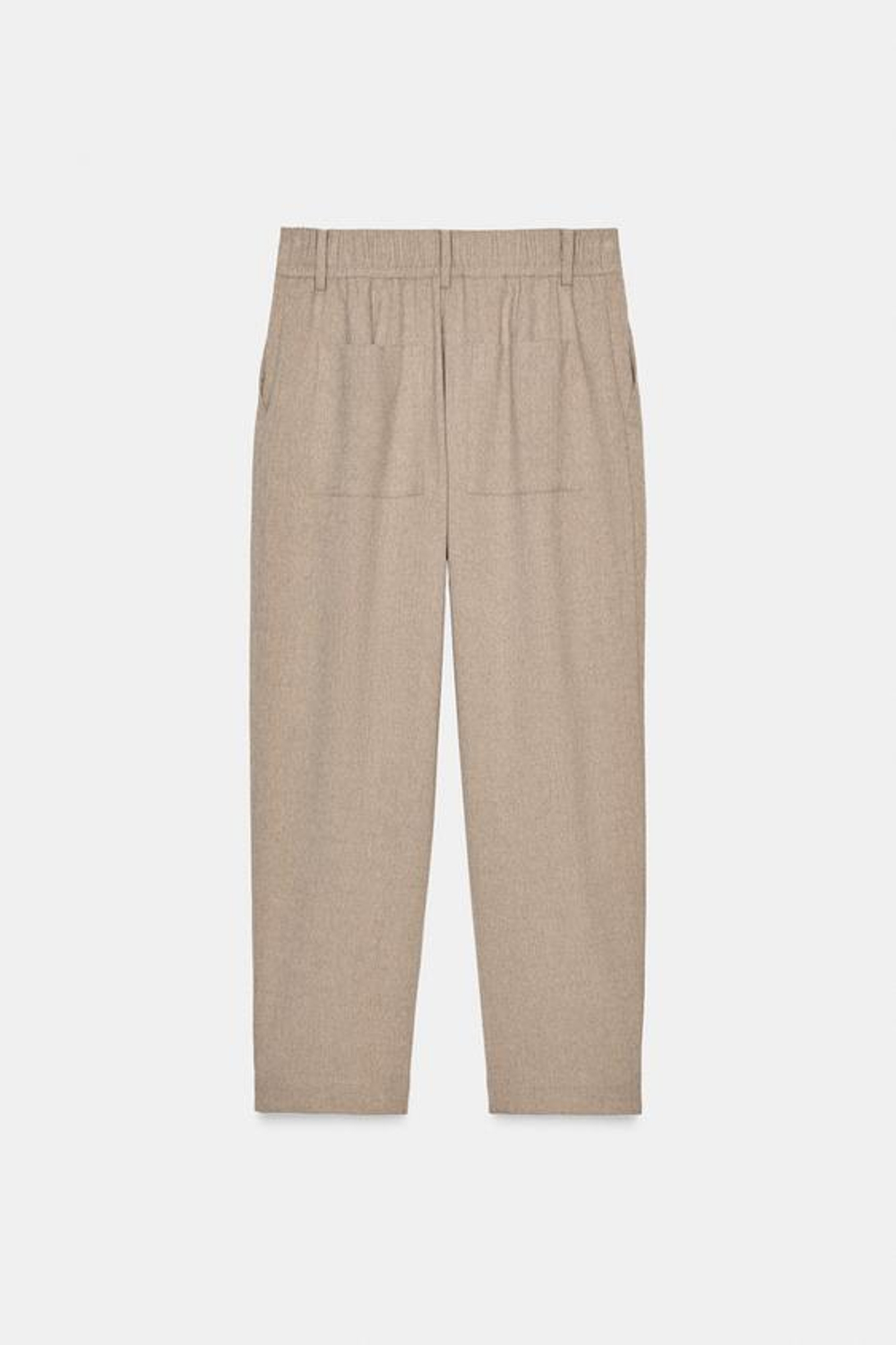 ZARA БРЮКИ С ЗАЩИПАМИ И ЭЛАСТИЧНЫМ ПОЯСОМ СЗАДИ, ПЕСОЧНЫЙ