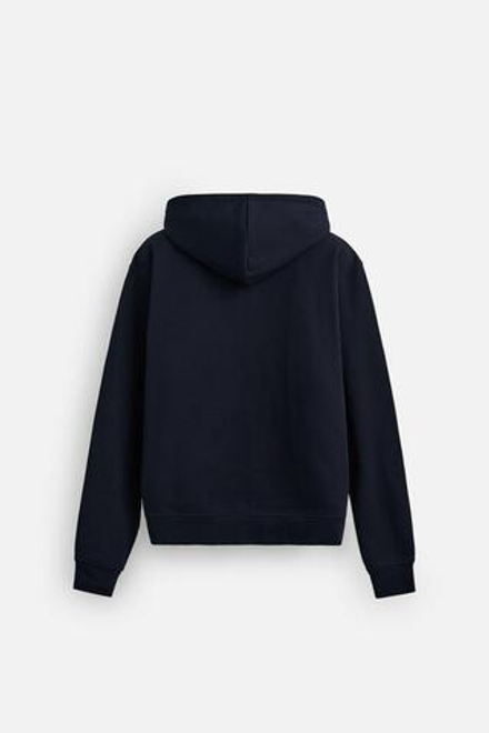 ZARA БАЗОВОЕ ХУДИ НА МОЛНИИ С КАПЮШОНОМ, МОРСКОЙ СИНИЙ