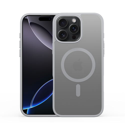 Прозрачный матовый чехол с рамками серого цвета и с MagSafe от Dux Ducis для iPhone 16 Pro Max, серия Yind Series Case