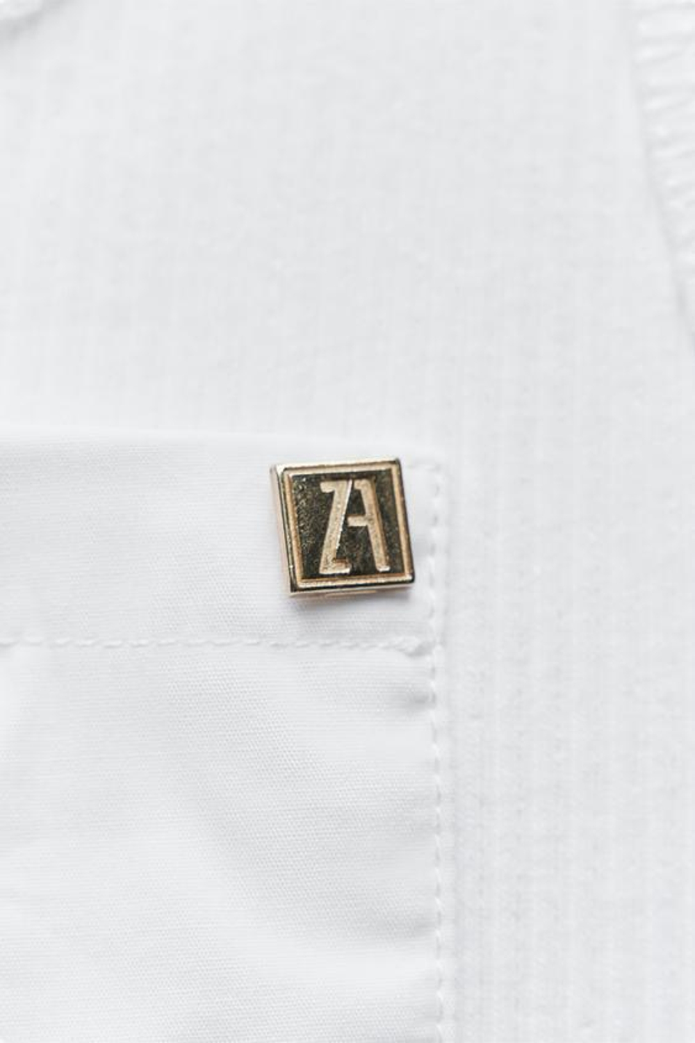 ZARA ТОП В ТОНКИЙ РУБЧИК С КАРМАНОМ, БЕЛЫЙ