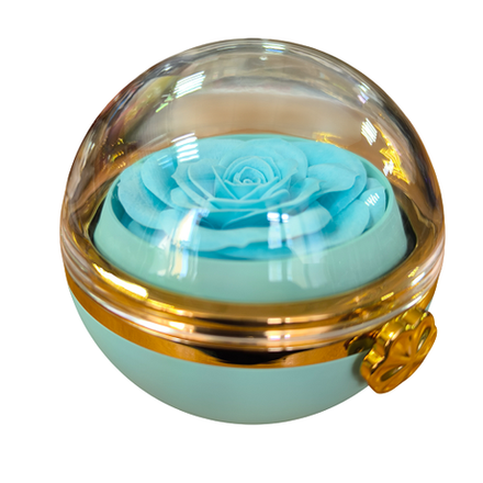 Футляр в форме шара с золотой каймой под кольцо, серия "Роза в шаре", пластик