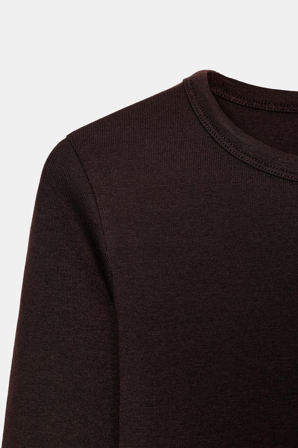 ZARA ФУТБОЛКА С ДЛИННЫМИ РУКАВАМИ, КОРИЧНЕВЫЙ