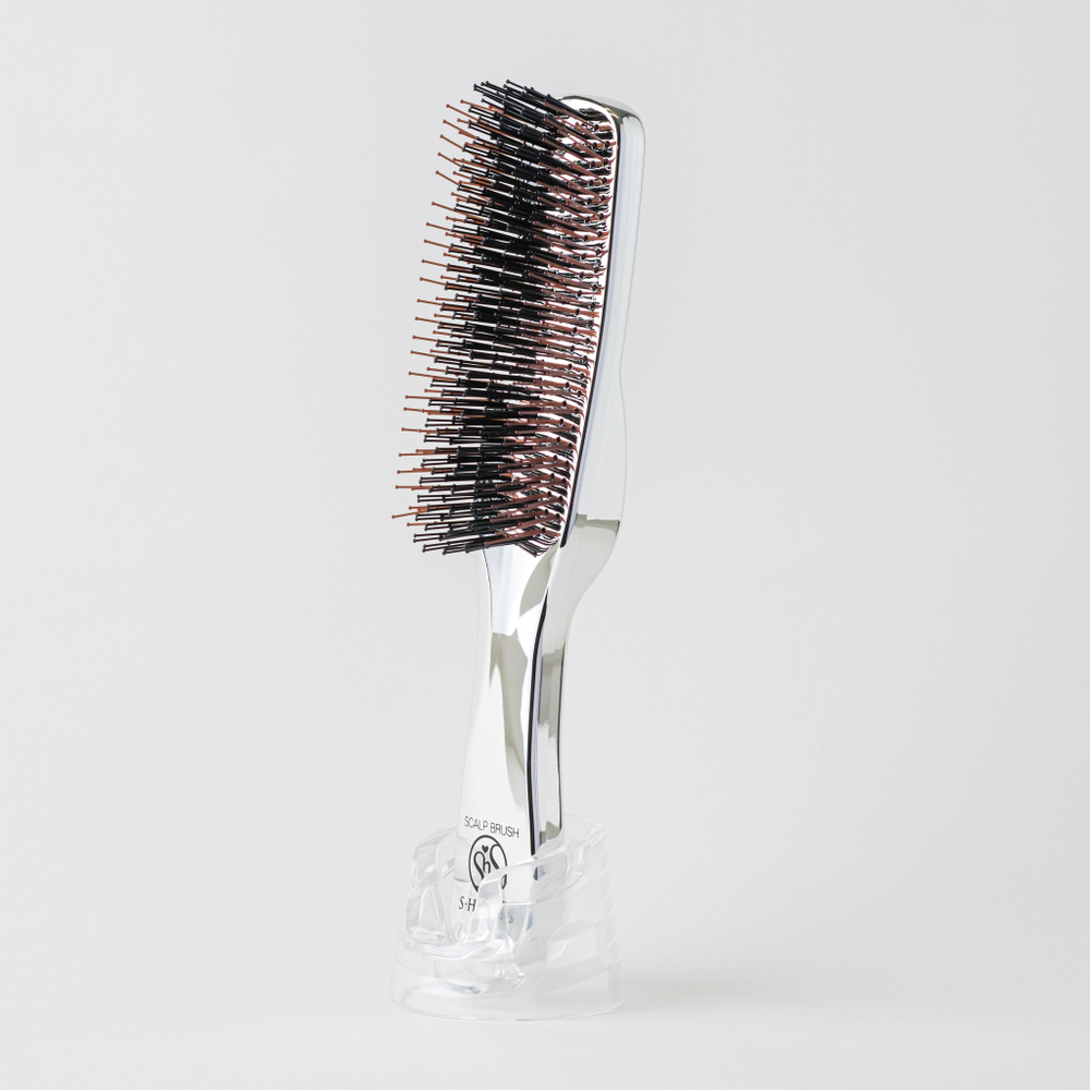 Расчёска Scalp Brush Professional, серебро, удлиненная, антистатическая из Японии