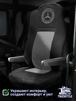 Чехлы Mercedes Actros с 2023 года (Китаец) (экокожа, черный, серая вставка)
