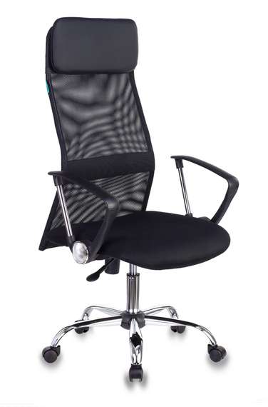 Кресло руководителя Бюрократ KB-6N черный TW-01 TW-11 сетка/ткань с подголов. крестов. металл хром