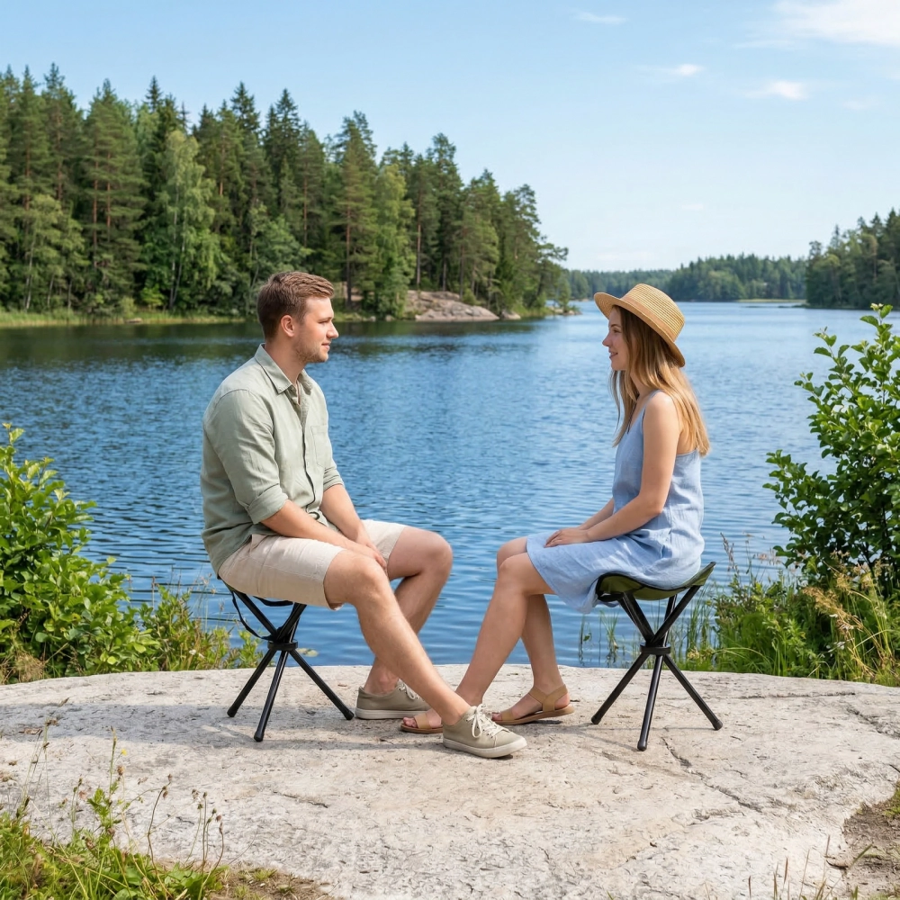 Табурет складной «Тренога», 30*30*38 см, до 100 кг, травяной