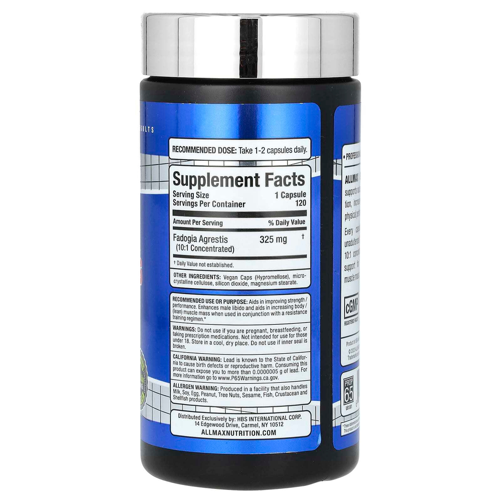 ALLMAX, Essentials, фадогия, 325 мг, 120 капсул