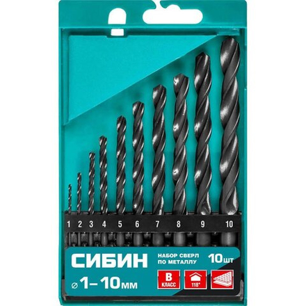 Набор сверл по металлу 13 шт (d=1,5-6,5 мм), Класс В, СИБИН