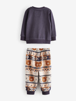 Пижама флисовая для мальчика Next B06-976, Темно-синий, Бежевый