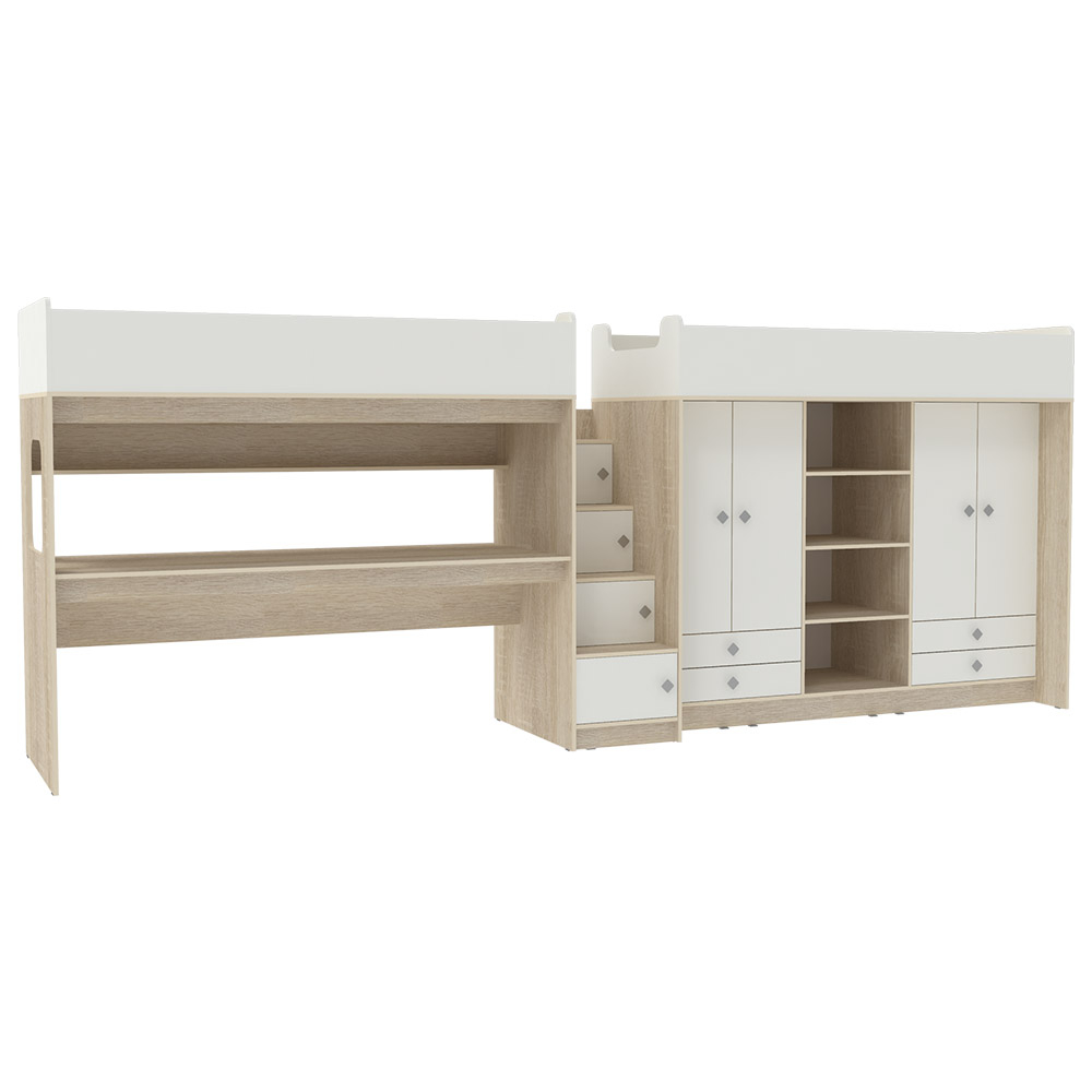 Двухъярусная кровать КарИВи Л-CE606-604 80х190 Дуб Сонома Белый