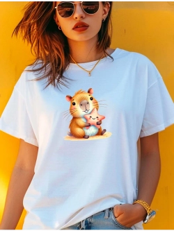 Футболка белая с капибарой звезда