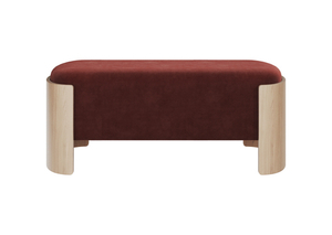 Банкетка Lagom 100 см (бордовый FiberGuard, натуральный дуб)
