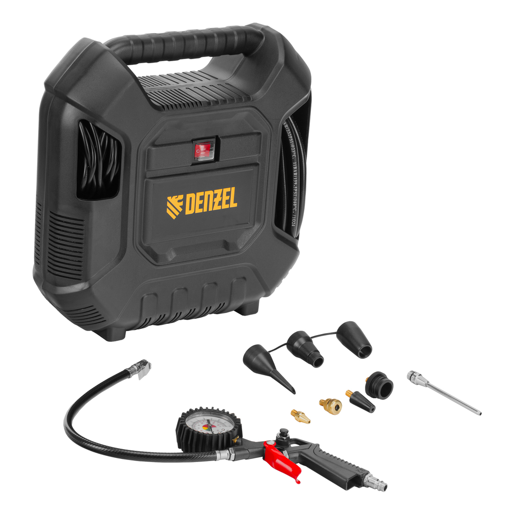 Компрессор воздушный DL1100 1.1 кВт, 180 л/мин, с набором аксессуаров Denzel
