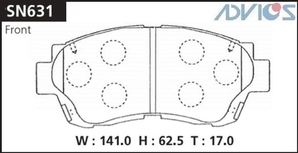Дисковые тормозные колодки ADVICS передние SN631