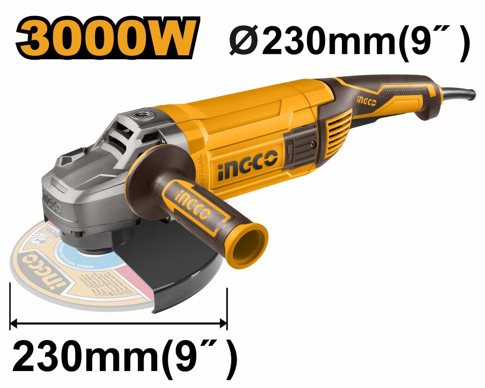 Угловая шлифовальная машина 230мм 3000 Вт INGCO AG30008 INDUSTRIAL
