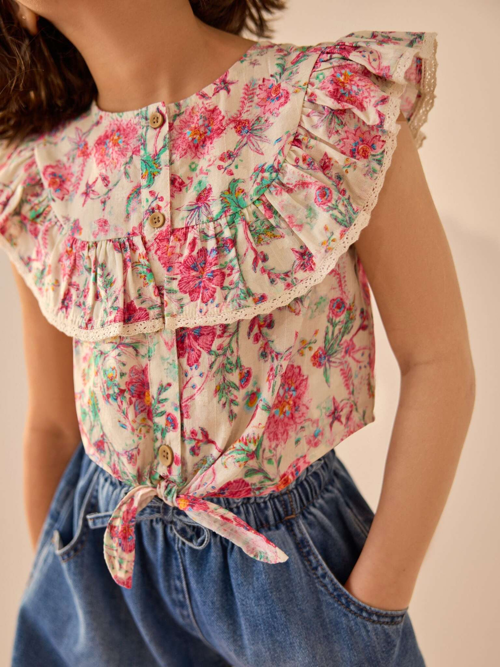 Топ для девочки Next E32-667, Молочный, Розовый