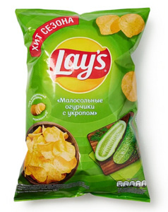 Чипсы Lays малосольные огурчики с укропом, 140г