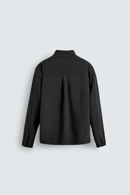 ZARА РУБАШКА СТРУЯЩЕГОСЯ ПОКРОЯ RELAXED FIT, ЧЕРНЫЙ