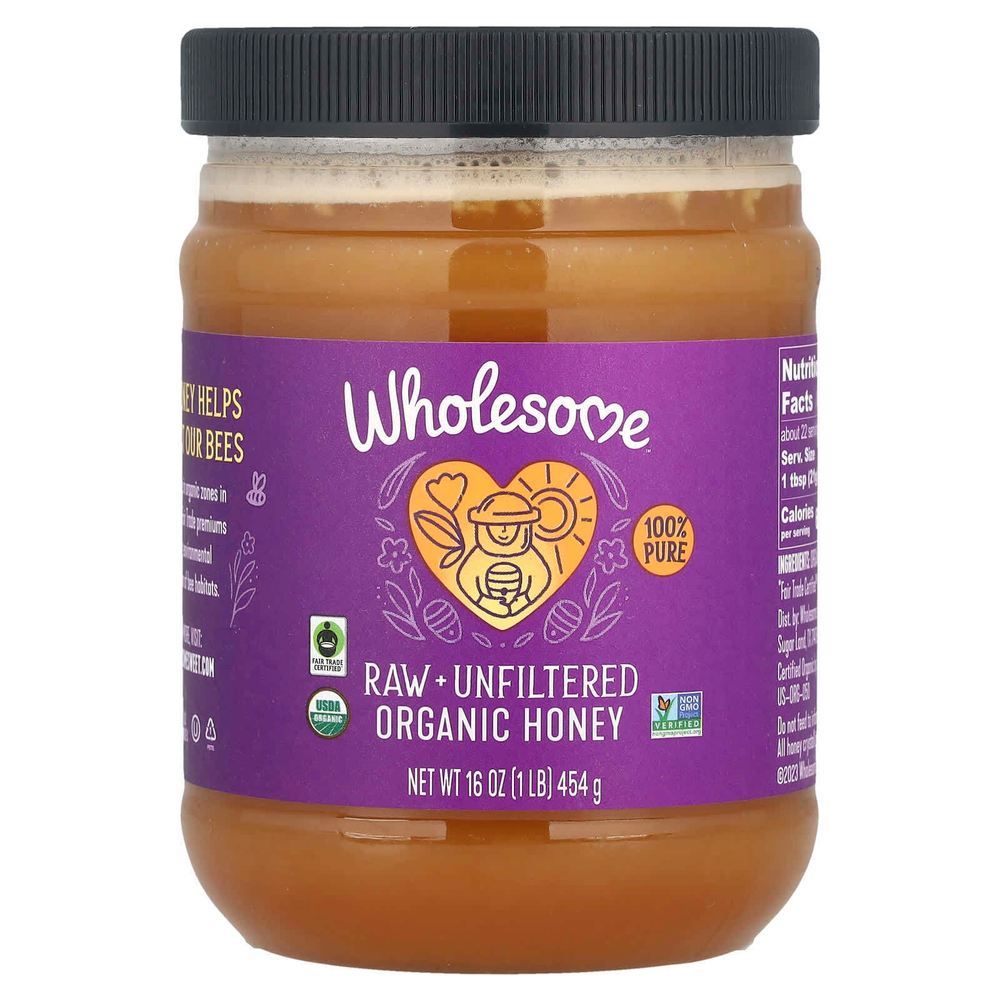 Wholesome Sweeteners, Органический сырой мед, 454 г (16 унций)