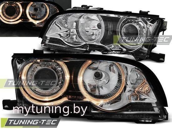 Передние фары Bmw 3 E46 angel eyes chrome