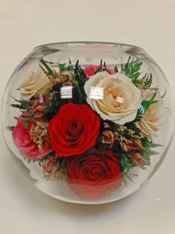 натуральные розы в стекле, вакуум