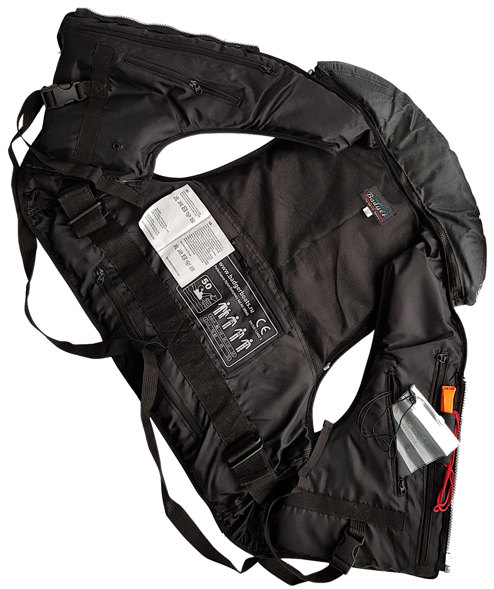 Жилет страховочный Badger Aqua Sport рыбаловный HFM-302-GREY до 120кг -