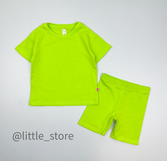 Комплект хлопковый с велосипедками, Сочный лайм