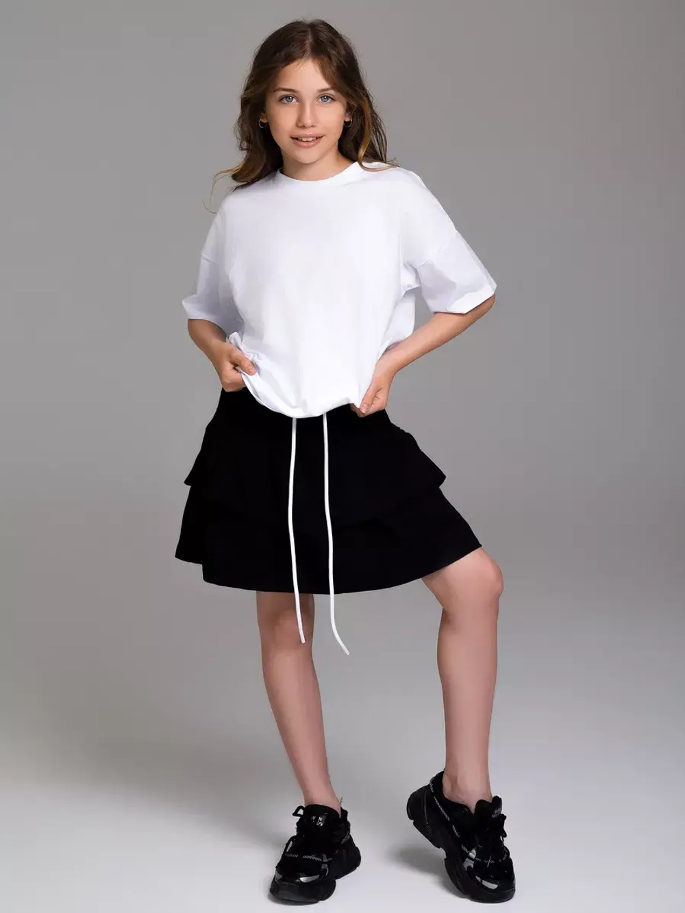 Черные юбка-шорты спортивная для девочки