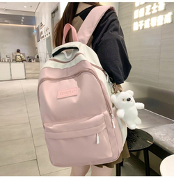 Рюкзак школьный повседневный городской женский мужской, розовый