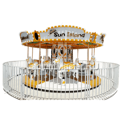 Электрическая Аттракцион свадебная карусель «Белые лошадки», 5,8 × 5,8 × 3,2 м