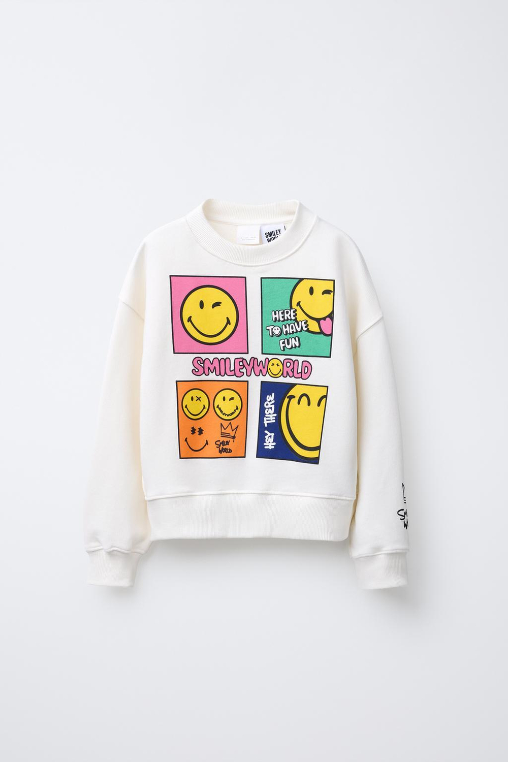 ZARA ТОЛСТОВКА С РЕЛЬЕФНЫМ ПРИНТОМ SMILEYWORLD ®, ЖЕЛТОВАТО-БЕЛЫЙ